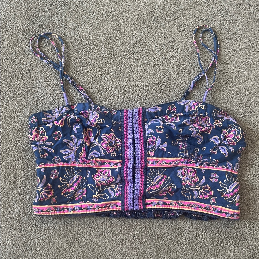 Boho Floral Print Festival Crop Top